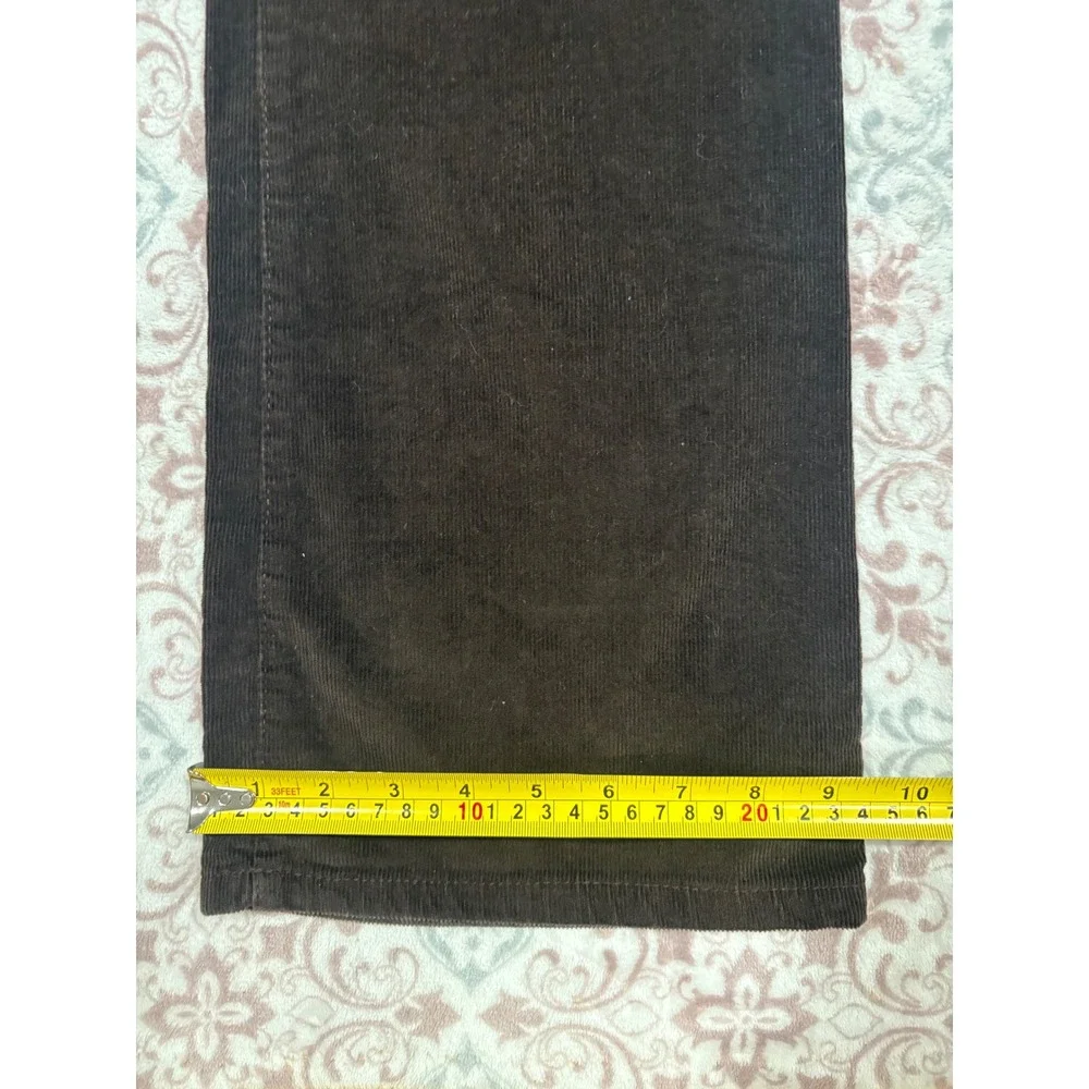 St. John's Bay Womens Brown Corduroy Bootcut Pants Size 14L Long Stretch Cotton